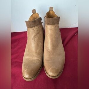 Kork Ease Boots Womens  9.5 Ankle Booties Brown Leather Block Heels Side Zip